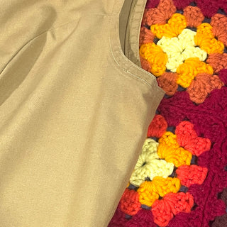 Vintage 1960s 1970s Dusty Yellow Button Up Drop Waist Mod Dress