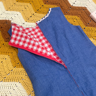 Vintage 1960s Blue With Red Plaid Lining Mini Dress with Shorts
