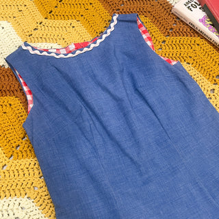 Vintage 1960s Blue With Red Plaid Lining Mini Dress with Shorts