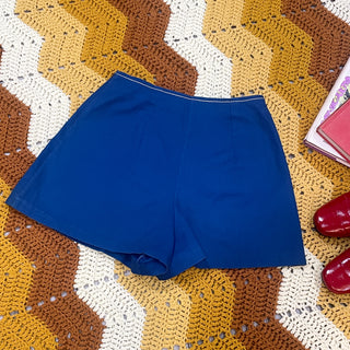 Vintage 1960s Blue Mini Skirt Shorts with Pocket
