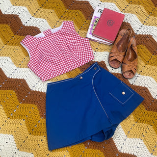 Vintage 1960s Abercrombie & Fitch Red Plaid Women's Beach Crop Top