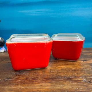 Vintage Pyrex 1940s Primary Colors Fridgies Set