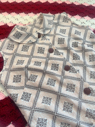 Vintage 1970s Patterned Petter Pan Collar Dress with Shorts