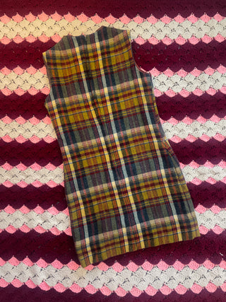 Vintage 1960s Plaid Wool Autumn Mini Dress