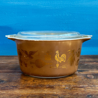 Pyrex Early American 473 Casserole Dish with Lid