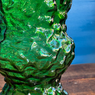 Vintage MCM E.O. Brody Green Crinkle Glass Vase