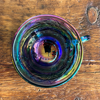 Vintage Indiana Blue Iridescent Carnival Glass Cups Set