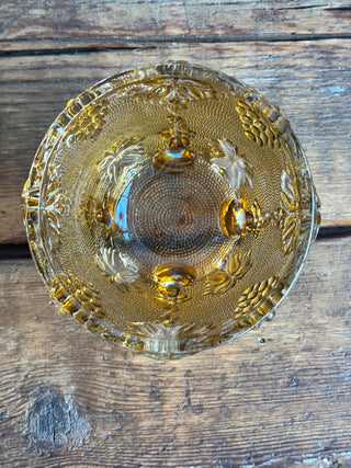 Vintage Mid-Century Grape Pattern Embossed Glass Candy Dish
