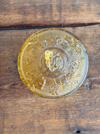 Vintage Mid-Century Grape Pattern Embossed Glass Candy Dish