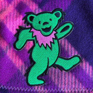 Grateful Dead Purple and Orange Plaid Fleece Dog Coat