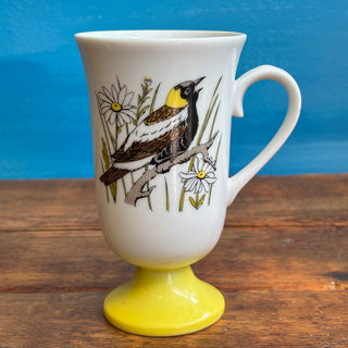 Vintage MCM Fred Roberts Rainbow Birds Pedestal Mugs
