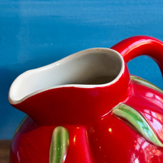 Antique 1940's Pantry Party Red Tomato Pitcher Jug
