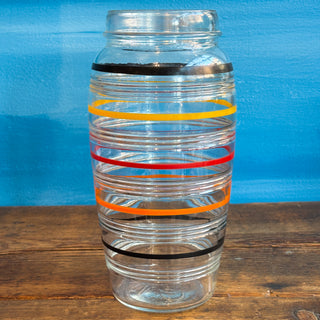 Antique 1920s 1930s Anchor Hocking Depression Era Striped Cocktail Shaker & Shot Glasses