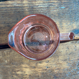 Vintage MCM Pink Floral Depression Glass Set of Creamer & Sugar Bowl