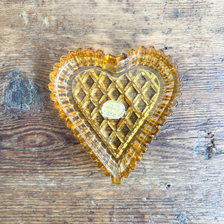 Vintage MCM 1970s Bohemian Czech Playing Card Suits Glass Ashtrays