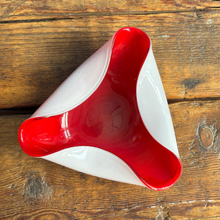 Vintage Japanese Cased Glass “Wales” Biomorphic Modern Bowl Sculpture