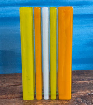 Vintage MCM Taiwanese Orange & Yellow Rectangular Vase