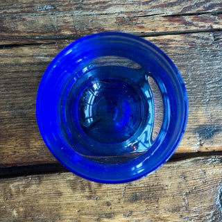 Vintage Cobalt Bormioli Rocco Blue Footed Tumbler Glasses