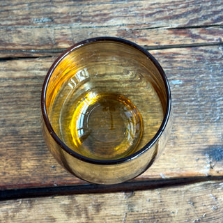 Vintage MCM Libbey Amber Tear Drop Gold Round Juice Glasses