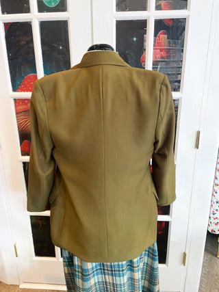 Vintage 1980s 1990s Shoulder Pads Chic Green Blazer