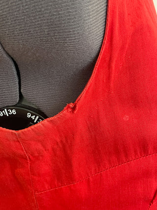 Vintage 1950s 1960s Red Dress With Polka Dot Circle Skirt