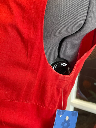 Vintage 1950s 1960s Red Dress With Polka Dot Circle Skirt