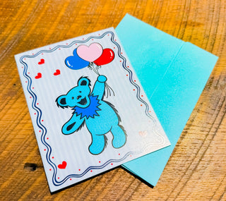 Grateful Dead Bear With Balloons Greeting Card