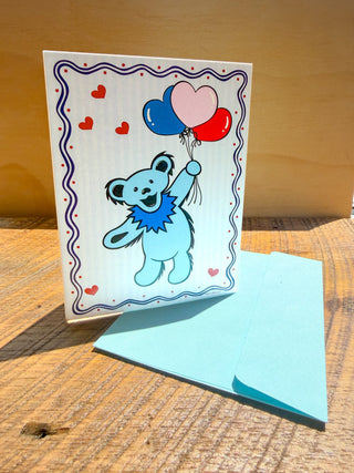 Grateful Dead Bear With Balloons Greeting Card