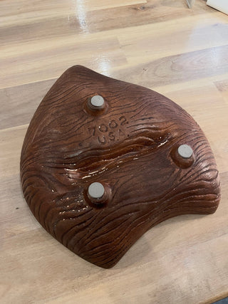 Vintage MCM Leaf Shaped Turquoise Ashtray with Faux Woodgrain