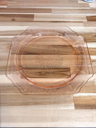 Vintage MCM Pink Depression Glass Plate