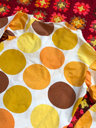 Vintage 1960s Yellow & Orange Circles Women's Button Up