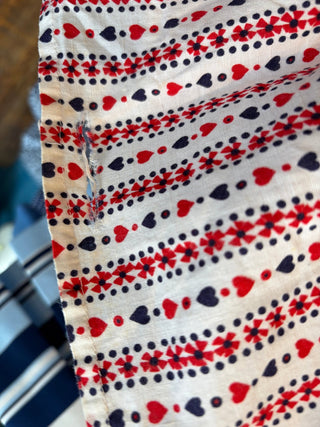 Vintage 1970s Does Victorian Cute Heart Print Knee-Length Prairie Dress