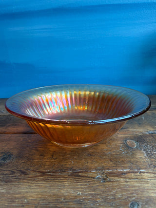 Vintage MCM Marigold Amber Carnival Depression Glass Bowl
