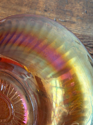 Vintage MCM Marigold Amber Carnival Depression Glass Bowl