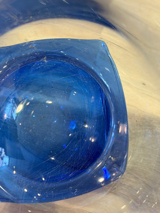 Vintage Cobalt Bormioli Rocco Blue Footed Tumbler Glasses