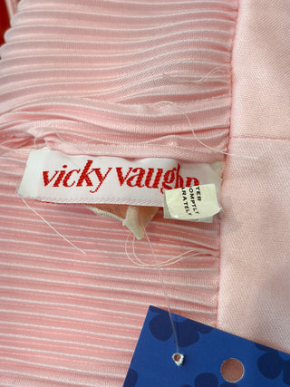 Vintage 1970s Vicky Vaughn Bubble Gum Pink Pleated Maxi Dress