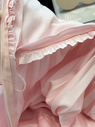 Vintage 1970s Vicky Vaughn Bubble Gum Pink Pleated Maxi Dress