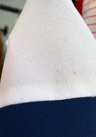 Vintage 1960s 1970s Blue Stripes Mod Drop Waist Dress