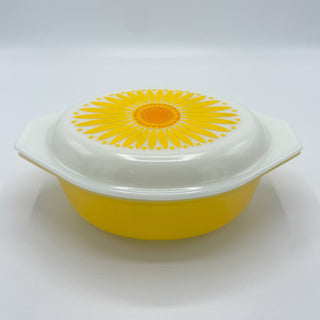Vintage Yellow Sunflower Pyrex Casserole Dish 043