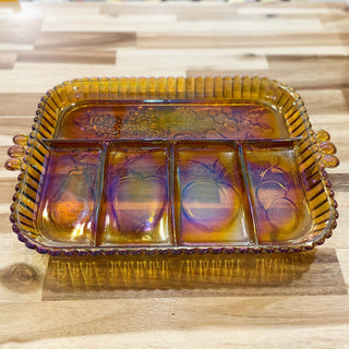 Vintage Iridescent Carnival Glass Tray