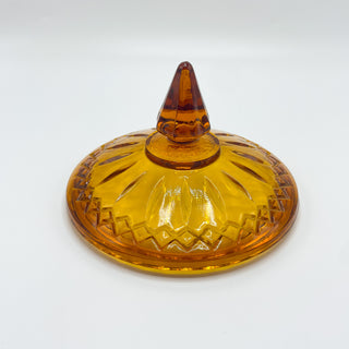 Vintage Amber Depression Glass Candy Dish with Lid