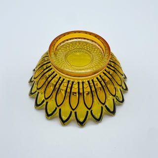 Vintage 1970s Yellow Petals Glass Decorative Bowl