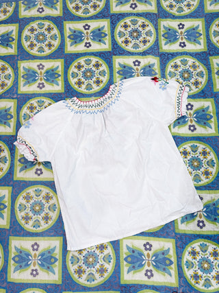 Vintage 1960s 1970s Embroidered Florals Folk Art Hippie Top Blouse