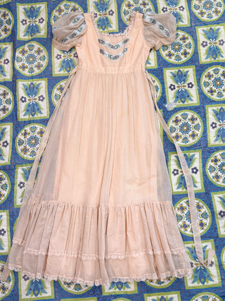 Vintage 1970s Renaissance Regency Inspired Maxi Prairie Candi Jones Dress