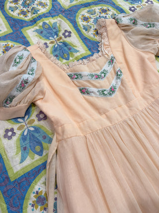 Vintage 1970s Renaissance Regency Inspired Maxi Prairie Candi Jones Dress