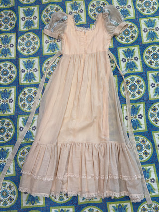Vintage 1970s Renaissance Regency Inspired Maxi Prairie Candi Jones Dress