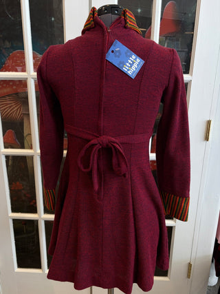 Vintage 1960s 1970s Hippie Stripes Maroon Mini Dress