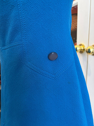 Vintage 1960s 1970s Blue Mod Short Sleeve Dress