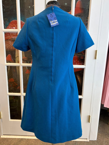 60s blue dress Vintage 1960s 1970s Mod Short Sleeve – Little Hippie Elegant Black Dress for junior bridesmaid dress Unleash your inner fashion Size:Size 9-10