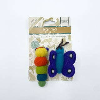 Caterpillar and Butterfly Wool Cat Toy